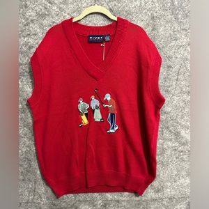 Vintage Mens Golf Sweater Vest XL Red Cotton Grandpa Core Fathers Day Gift